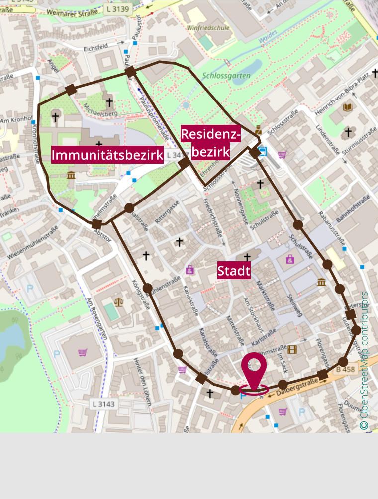  OpenStreetMap contributors  Immunitätsbezirk Residenz- bezirk Stadt